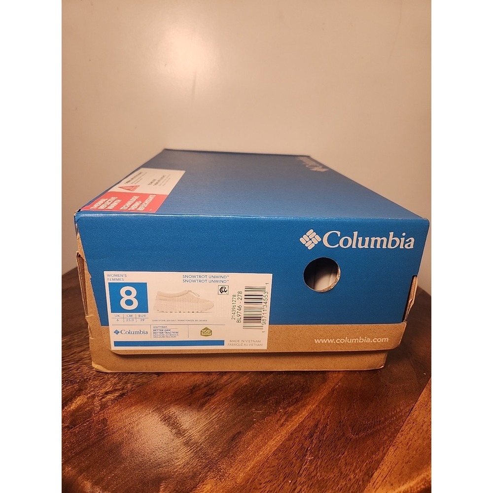 Columbia Snowtrot Unwind Boots Womens 8 Dark Stone Sea Salt Omni-Heat Winter - Picture 6 of 6